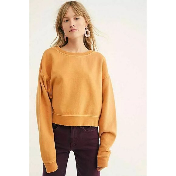 Free People Cool Rider Pullover Top Sweatshirt Ribbed Slouchy Oversize XS 222813 - Picture 1 of 8